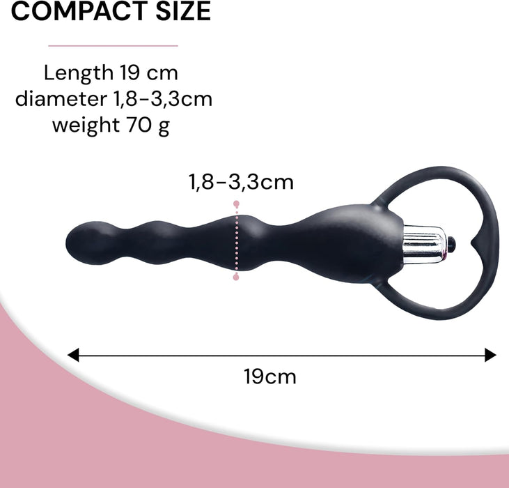 19 cm analinis vibratorius su vibruojančiomis rutulėlėmis – silikono Analketė