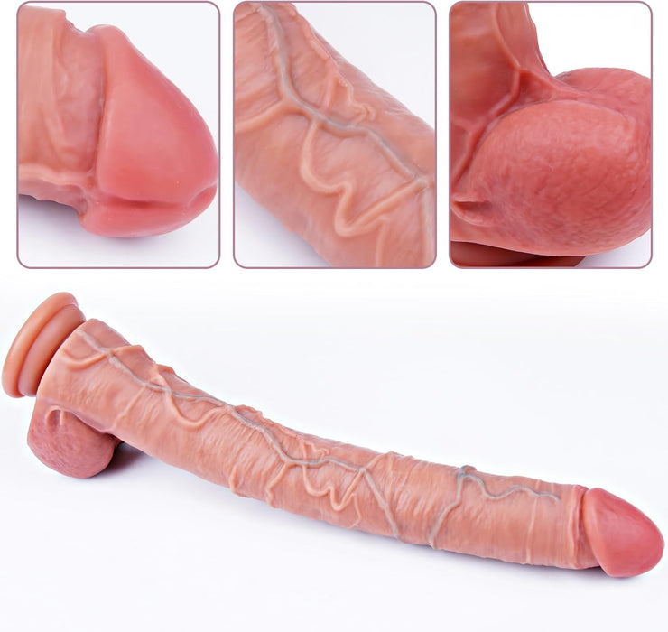 42 cm itin ilgas ir storas silikoninis dildo su stipriu prisispaudimu