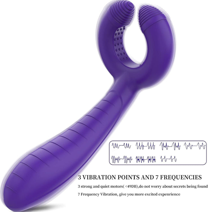 Silikoninis trigubas vibratorius poroms su 7 režimais — stimuliacija klitoriui, G taškui ir prostatai