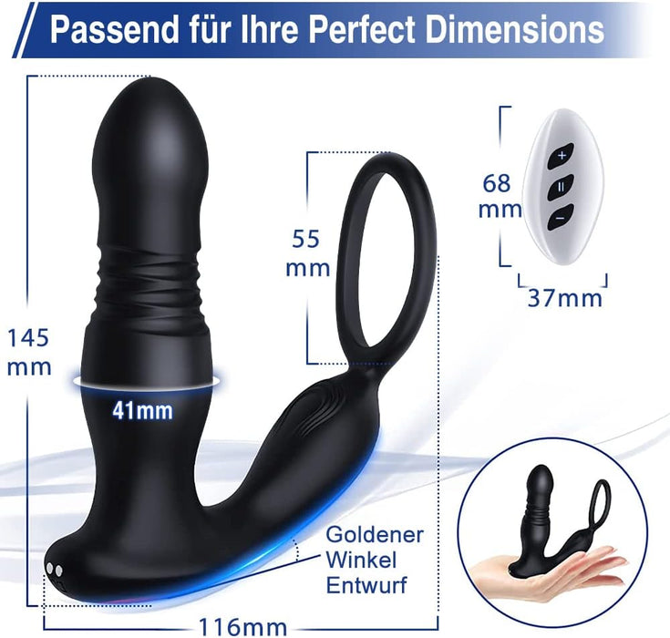 Anal dildo with 7 vibration and thrusting modes and remote control