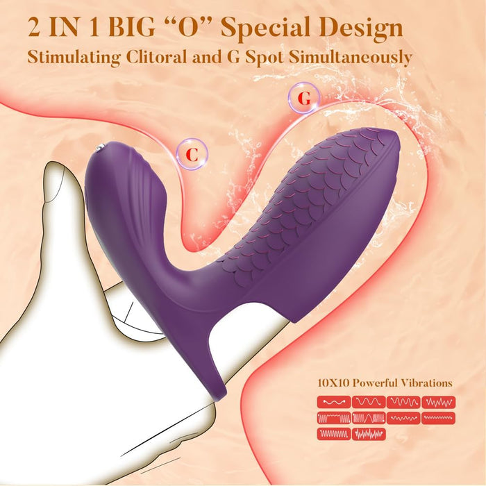 Finger vibrator with 10 vibration modes for women - clitoral and nipple stimulator