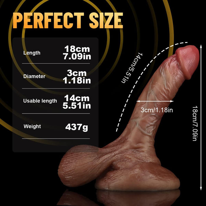 Realistic silicone dildo with strong screw-on foot, 2 sizes