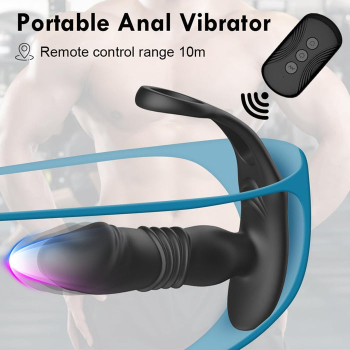 Ergonomic Anal Vibrator with Cock Ring and Remote Control