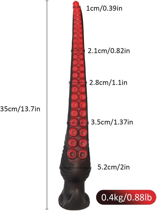35 cm long monstrous design silicone anal toy with T-shaped base