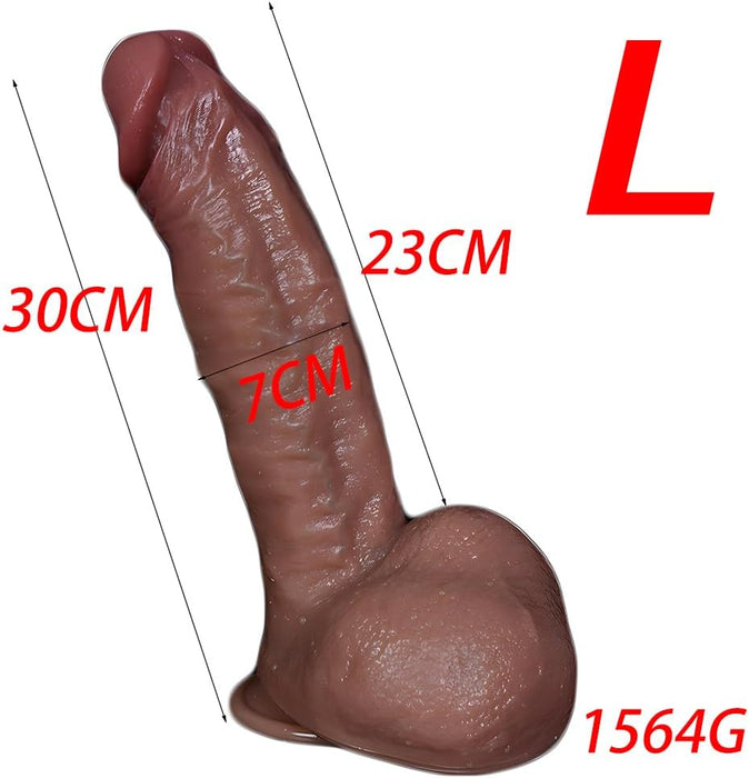 Didelis 30 cm realistiškas dildo su stipriu siurbtuku ir natūraliais venomis