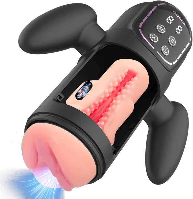 Automatinis vibracinis ir siurbimo masturbatorius vyrams su 3 treniruočių režimais