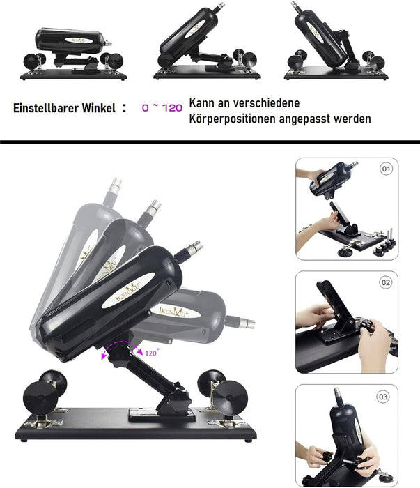 Automatinė universalioji malonumo mašina su 8 priedais ir intensyviu veikimu