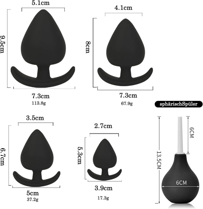 4-piece silicone anal plug set with accessories for pleasure