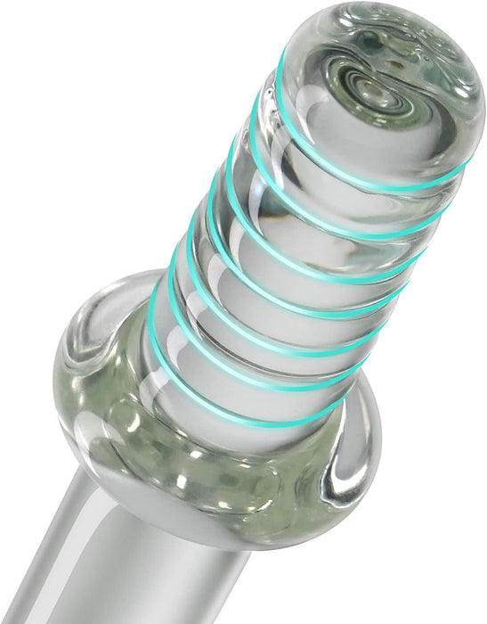 Glass vibrator with sword-like design and temperature play