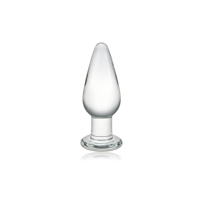 Conical glass anal plug with G-spot stimulation and temperature effect