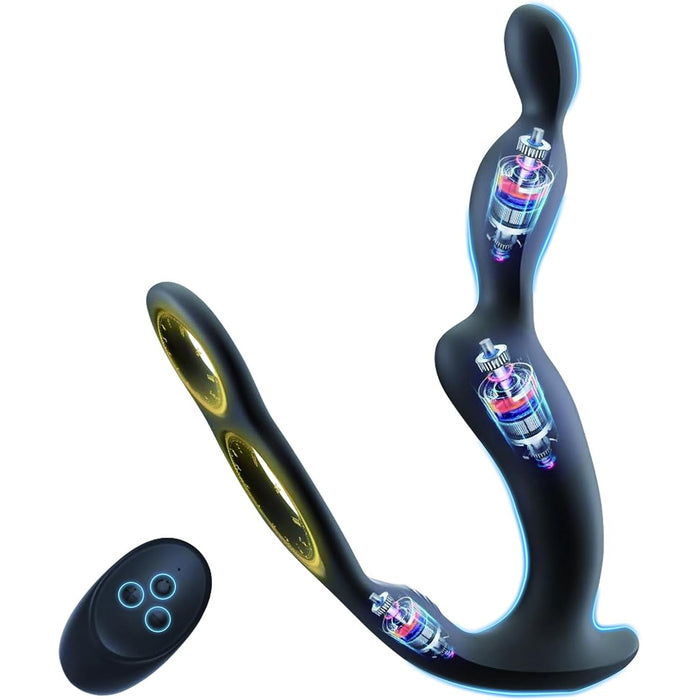 3 Motor Anal Vibrator for Men with Prostate Stimulation and Penis Ring