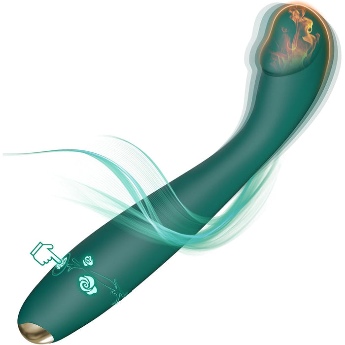 Ergonomiškas 19 cm ilgio vibratorių dildo su šildymu ir 10 režimų