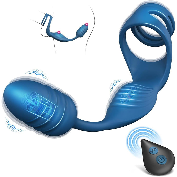 Dviviečių varikliukų vibratorius su penio žiedu ir analiniu kaiščiu – 10 vibracijos režimų vyrams ir poroms