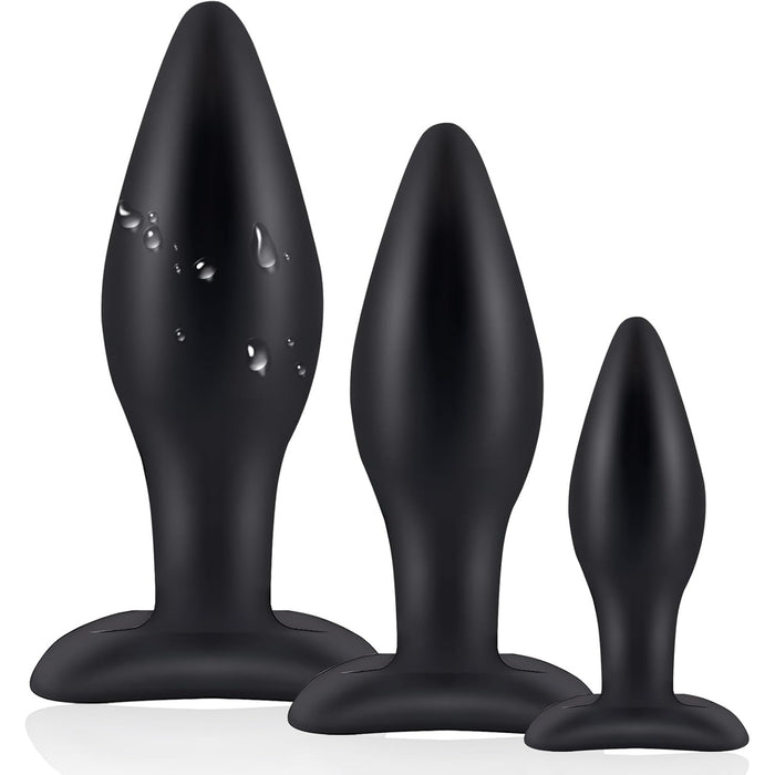 3-piece silicone anal plug set with different sizes for pleasure