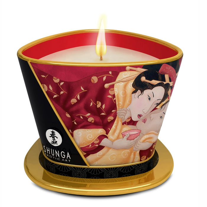 Shunga braškinio vyno aromato masažinė žvakė 170ml