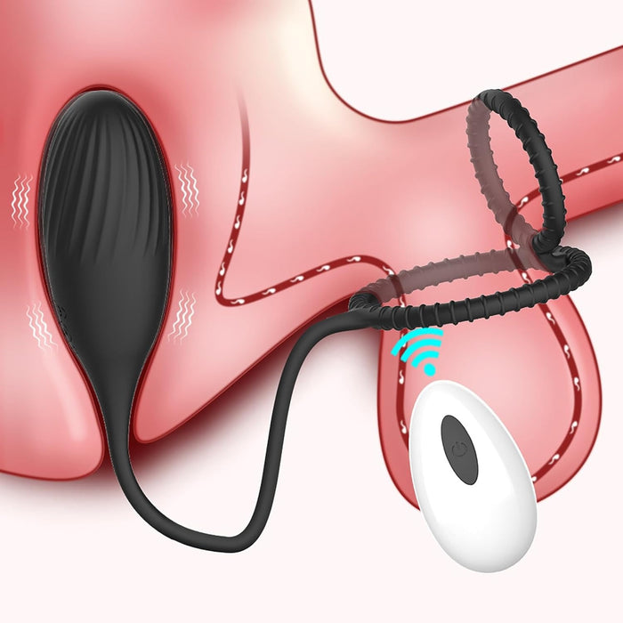 Prostate massager with penis ring and 10 vibration modes for men