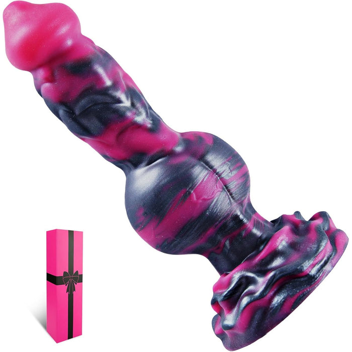 Impozantiškas 23,5 cm ilgio storas žvėries formos dildo su stipria prisitvirtinančia prisiurbimo pagalve