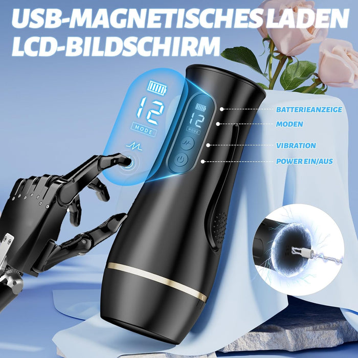 Elektrinis masturbatorius vyrams su 12 vibracijos režimų ir programėle valdymui