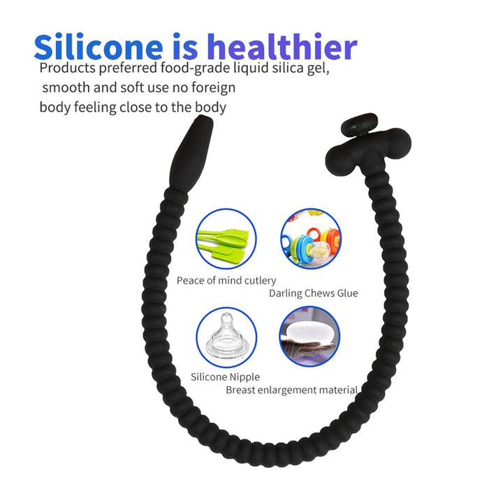 Silicone Male Urethral Sound with Hollow Design and Plug