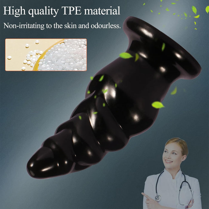 Ergonomically shaped large dildo with wavy structure and shock function