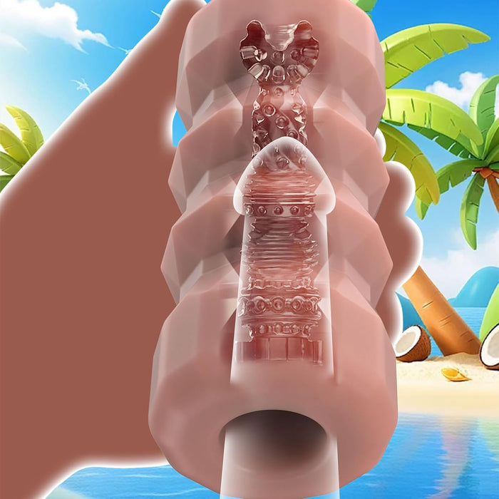 Guminė Meškinė Masturbatorius Vyrams su 14 Tekstūros Zonių ir Reguliuojamu Įtempimu