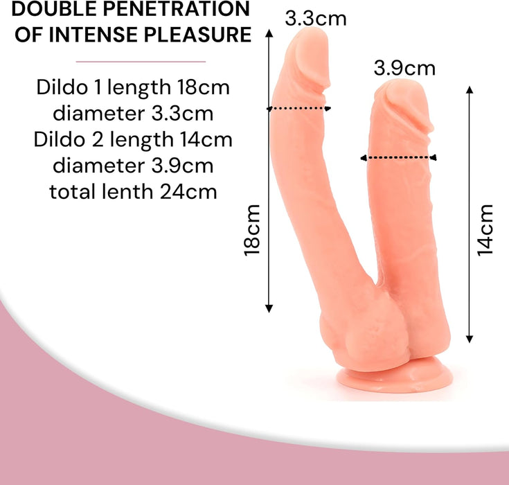 Large Double Dildo 24 cm with strong attachment base and realistic design