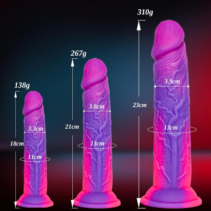 Realistic silicone stunner dildo set with weak attachment foot, 3 sizes