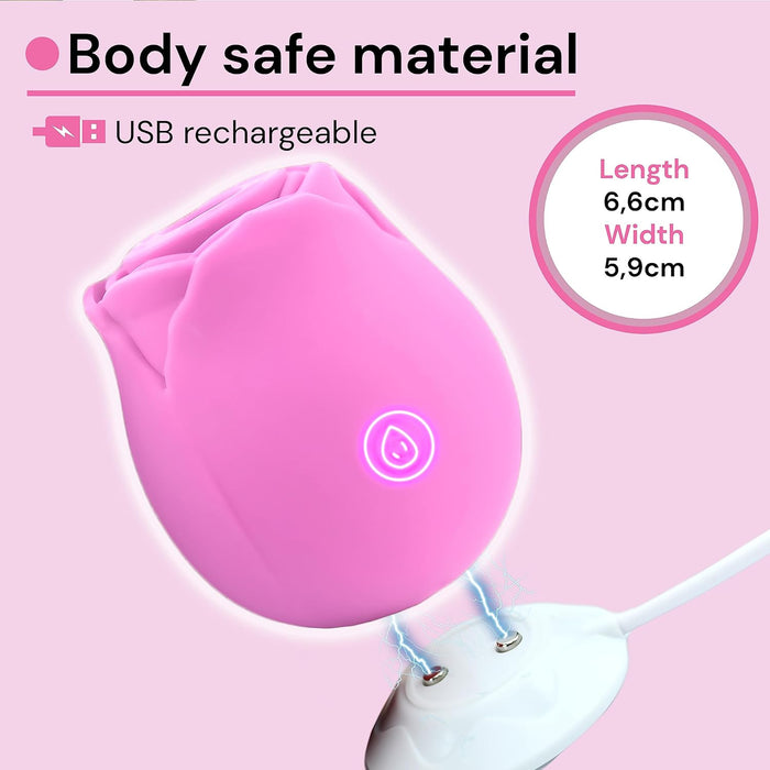Klitorio siurblys su 10 darbo režimų, 6,6 cm ilgio ir USB įkraunamas vibratoriaus stimulus moterims