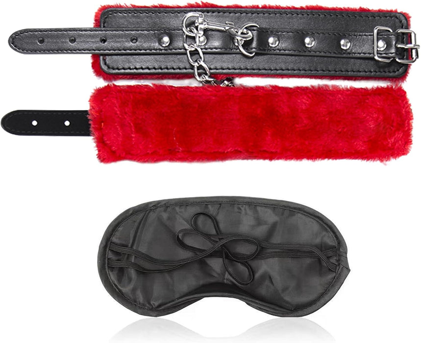 Adjustable PU leather cuffs and eye mask for your intimate games