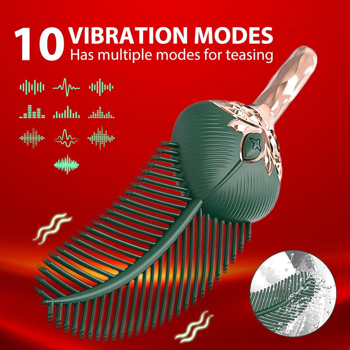 Mini vibrating toy with 10 vibration modes and feather attachment with sexiness