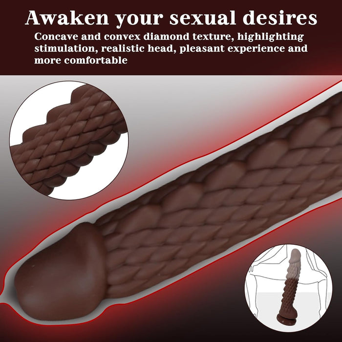 Realistic 29.5 cm silicone dildo with strong suction foot in XL size