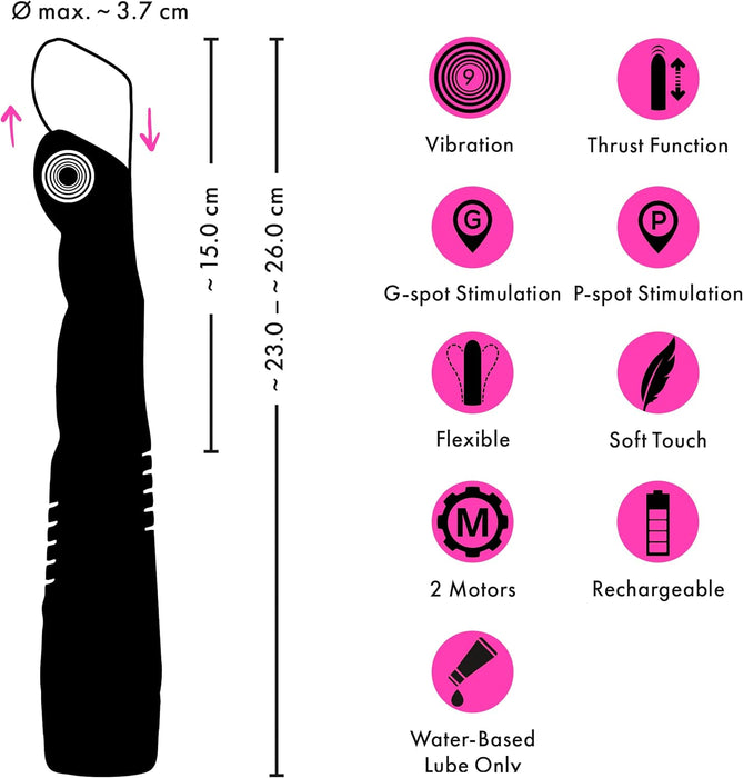 Couples Choice: Stimulating G and P spot vibrator with powerful suction cup, black