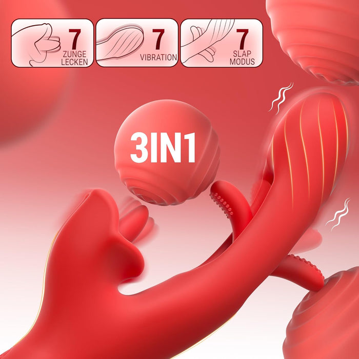 Vibrator with 360° tongue movement, 7 vibration and throbbing modes for women