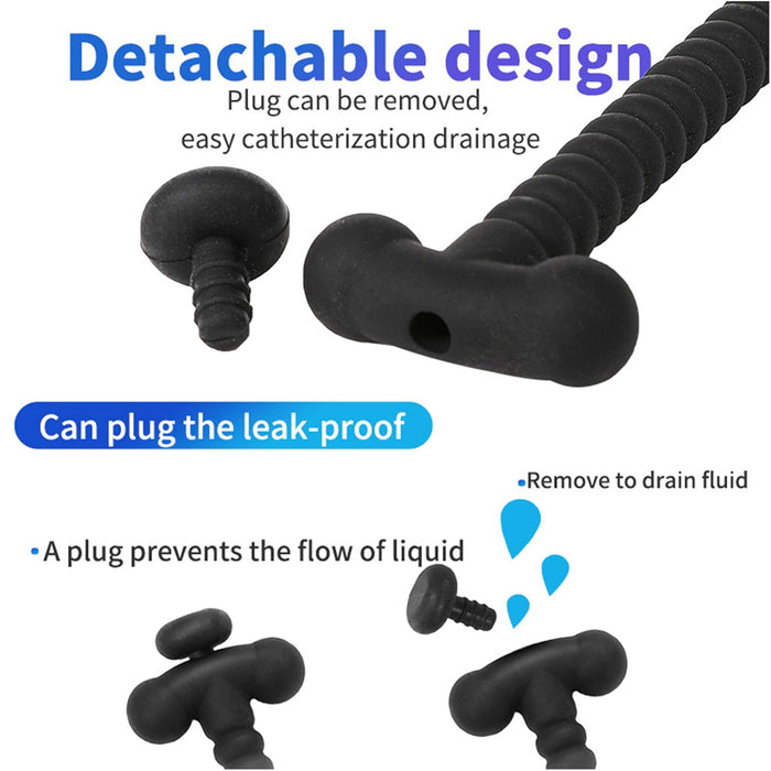 Silicone Male Urethral Sound with Hollow Design and Plug