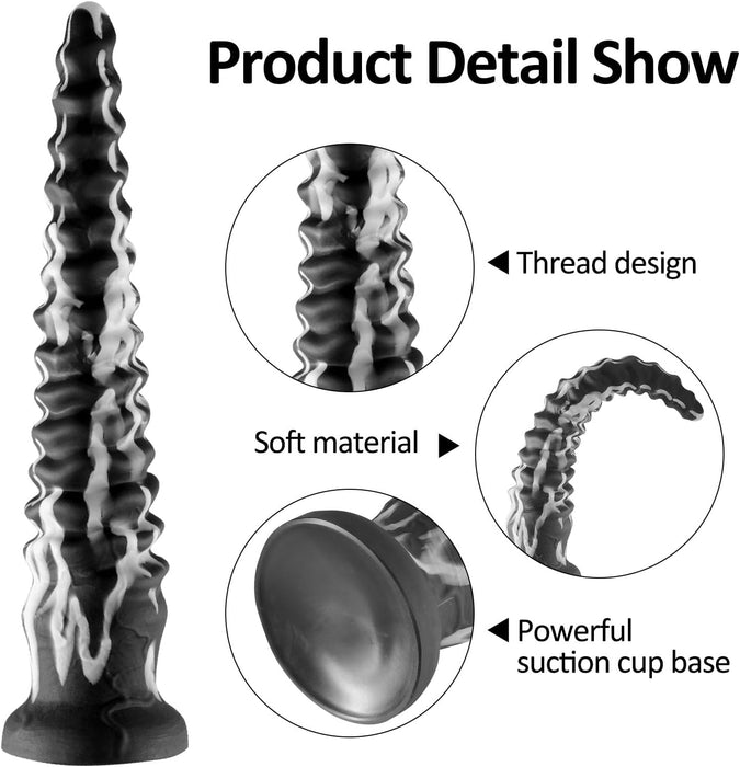 50 cm Spiralinis Fantazijos Dildo su Stipria Siurbtuku, Skirtas Rankoms Laisvinti