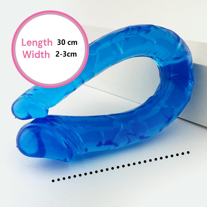 Double flexible dildo 30 cm long with G-spot stimulation and waterproof