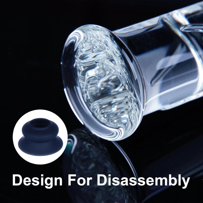 23cm Skaidra Stiklo Dildo su Tekstūromis ir Silikono Siurblio Padu