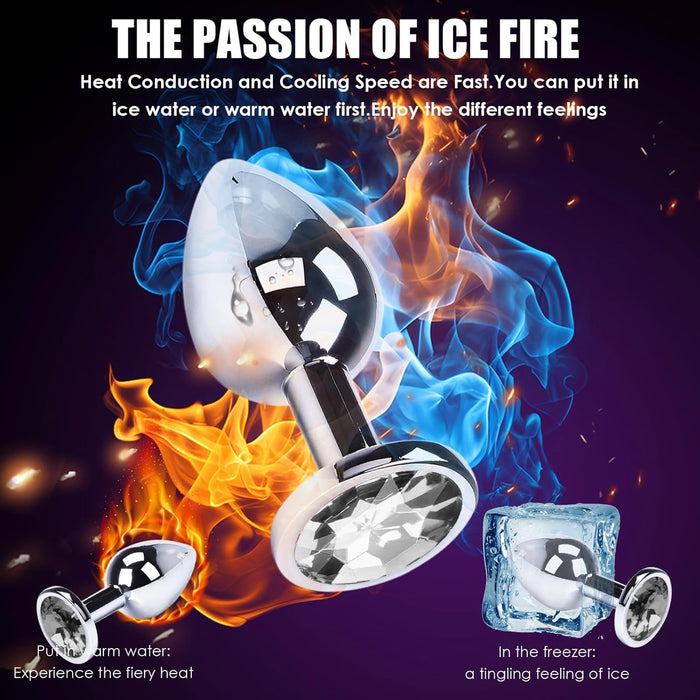 3 Pcs Metal Anal Plugs With Shiny Crystal For Beginners