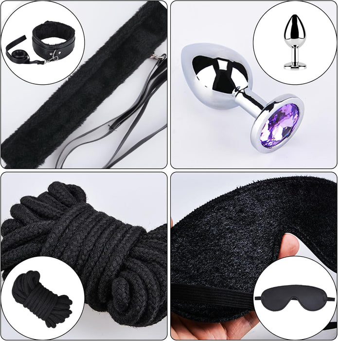 Erotic SM Bondage Set for Couples - Various Wearable Key Toys and a Plug
