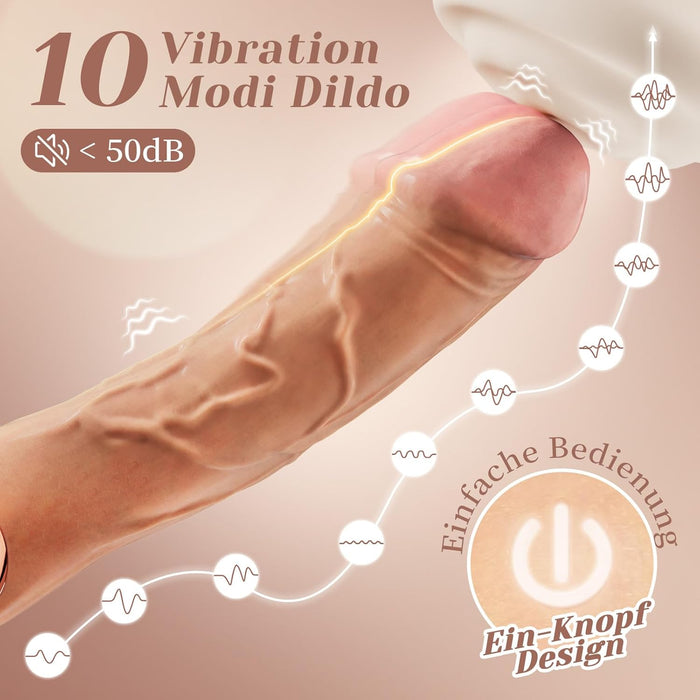 Lytis Vibratorius Moterims su 10 Vibracijos Režimų – Realistinis Silikoninis Dildo 18 cm