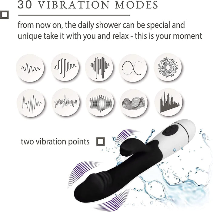 Rabbit Vibratorius 19 cm silikoninis su 30 vibracijos režimų moterims