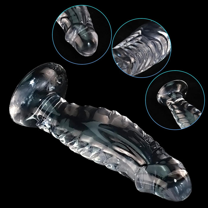 17 cm Clear Silicone Dildo with Strong Clip – Perfect Couple and Solo Toy