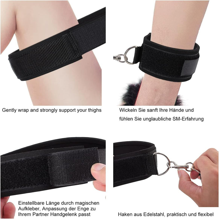 SM Bondage Set with Handcuffs and Thigh Cuffs - Universal BDSM Game
