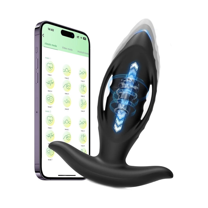 Anal vibrator with 12 vibration modes and 3 piston functions, controlled via app