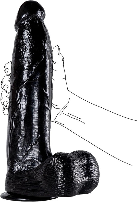 33 cm XXL black dildo with strong suction cup, large size