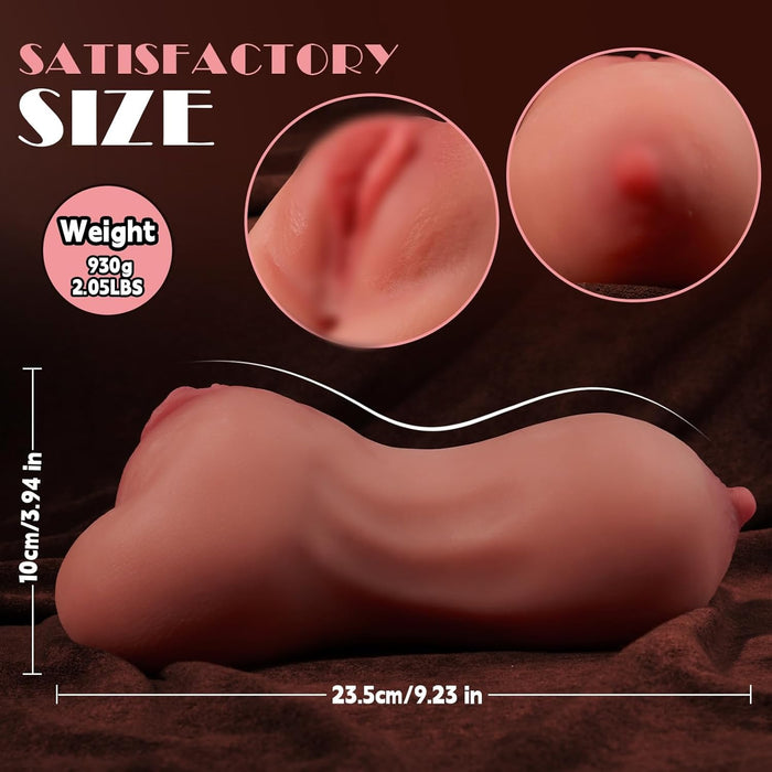 3-in-1 Kišeninė Masturbatorė su Realistinėmis Krūtimis, Vaginos ir Analinio Sekso Atverčiančiomis Angomis