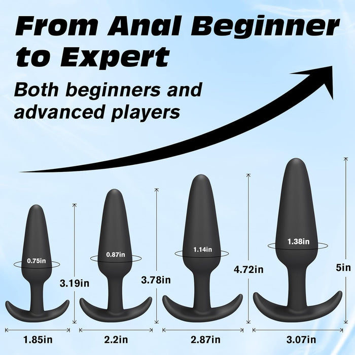 4-piece silicone anal plug set with prostate stimulation and training