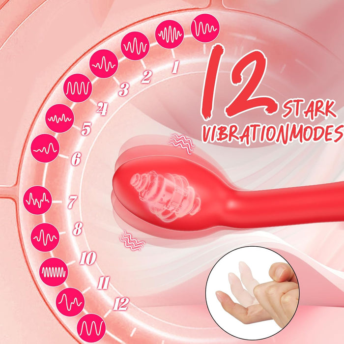 Silicone G-spot and clitoral vibrator with 12 vibration modes and waterproof design