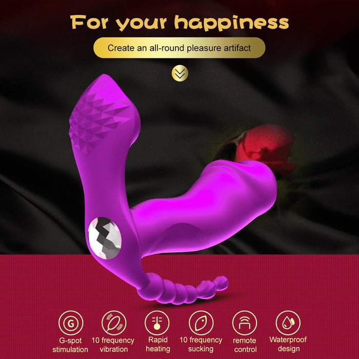 3-in-1 dual vibrator set with 10 modes and heating function