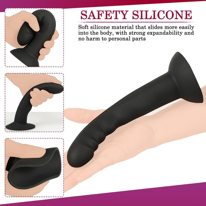 Unikalus lenktas dildo su stipria prisitvirtinančia pagrindu – S dydis